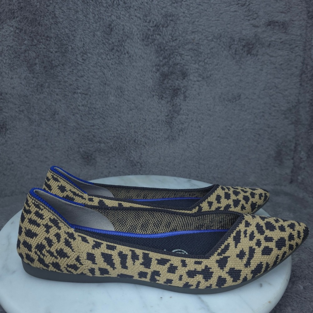Rothy's The Point Flats Womens 5 Leopard Cat Pointed Toe Sustainable Washable